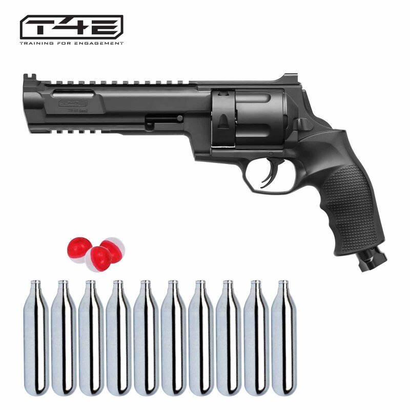 T4E Defense Training Marker HDR (TR) 68 Gen2 Revolver Co2 cal .68 - 7,5 Joule (P18) + Pepperballs 10 Stück
