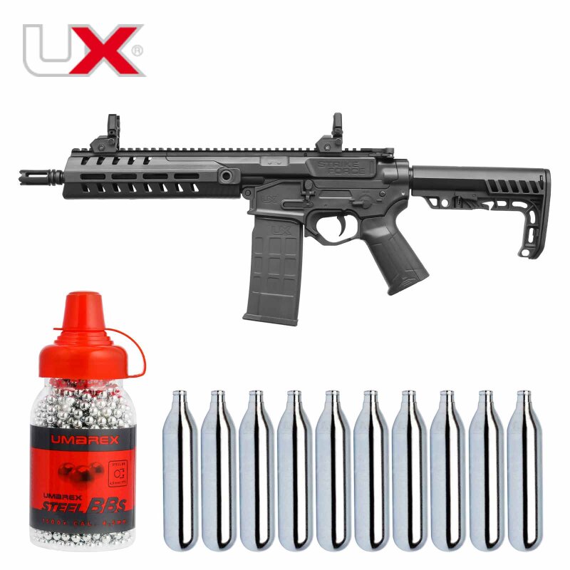SET UX Strike Force 4,5 mm Stahl BB Co2 Gewehr Blowback (P18)