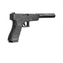 Glock 17  mit Laufgewinde Co2-Pistole Kaliber 4,5 mm Stahl BB / Diabolo Blowback (P18) + Schalldämpfer