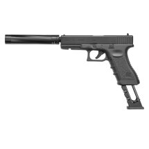 Glock 17  mit Laufgewinde Co2-Pistole Kaliber 4,5 mm Stahl BB / Diabolo Blowback (P18) + Schalldämpfer