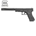 Glock 17  mit Laufgewinde Co2-Pistole Kaliber 4,5 mm Stahl BB / Diabolo Blowback (P18) + Schalldämpfer