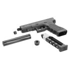 Glock 17  mit Laufgewinde Co2-Pistole Kaliber 4,5 mm Stahl BB / Diabolo Blowback (P18) + Schalldämpfer