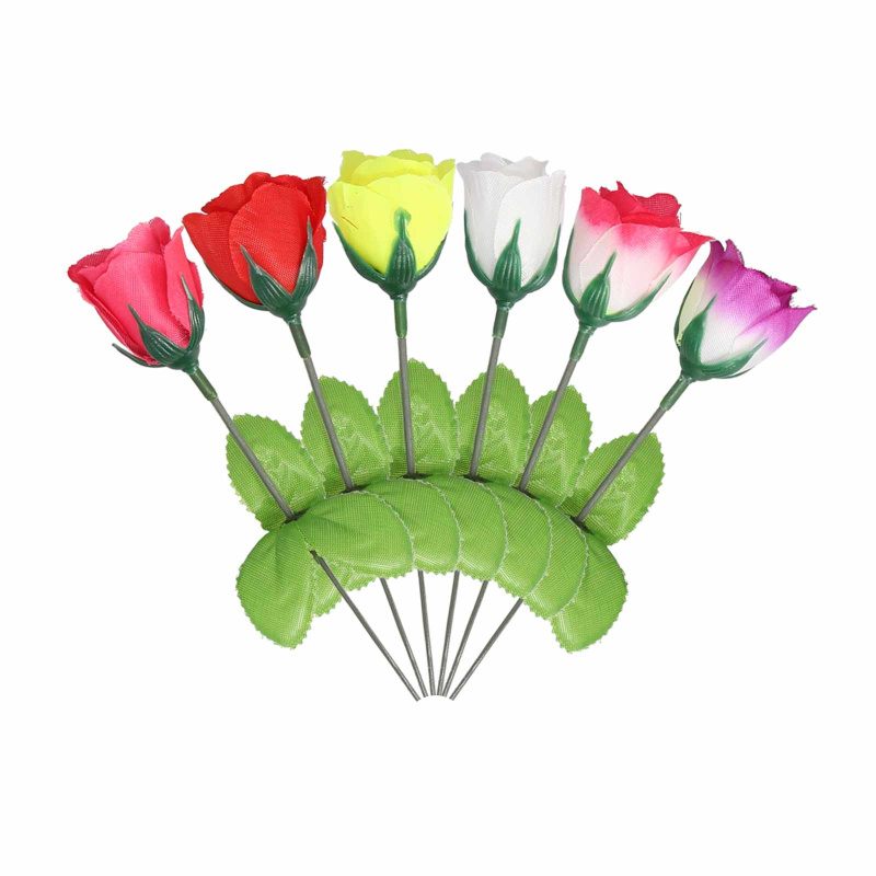 6 Kunstblumen Motiv Heckenrose 16,5 cm farblich sortiert