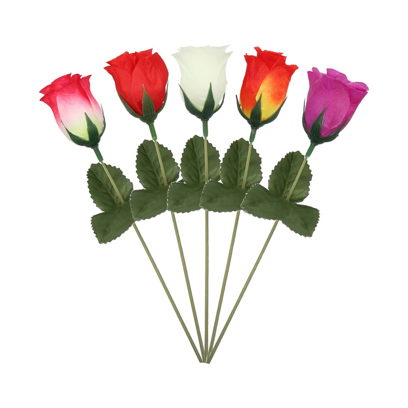 5 Kunstblumen Motiv Heckenrose 18,5 cm farblich sortiert