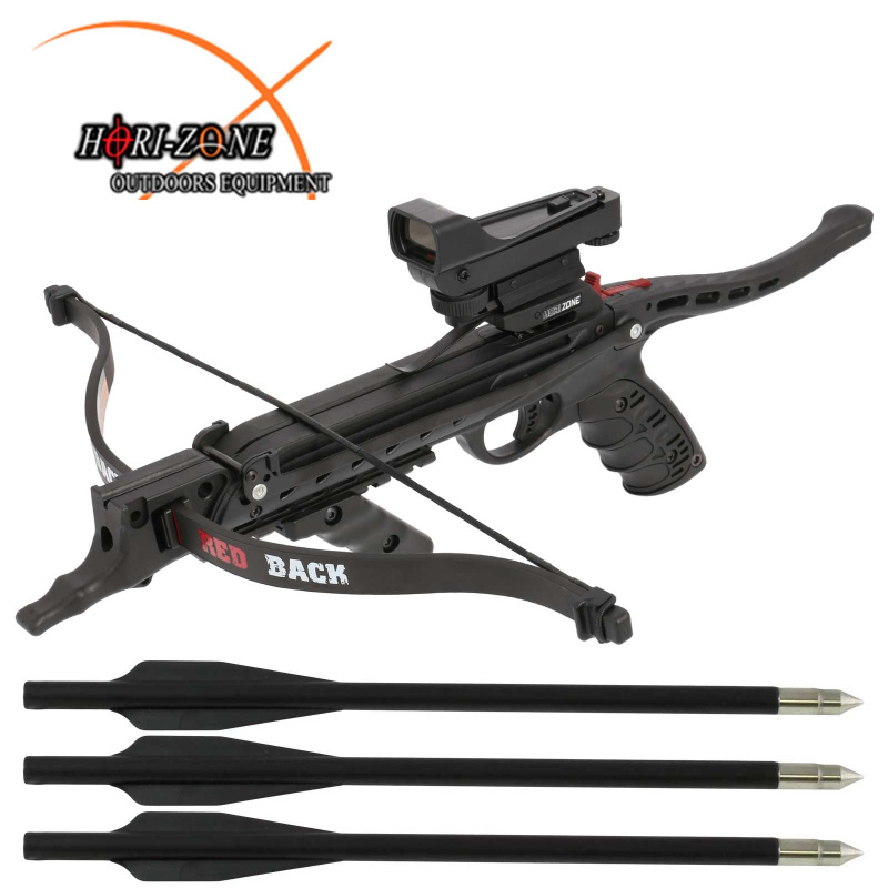 Modell II. Wahl - SET Hori-Zone Pistolenarmbrust Redback Deluxe Schwarz 80 lbs/ 235 fps (P18)