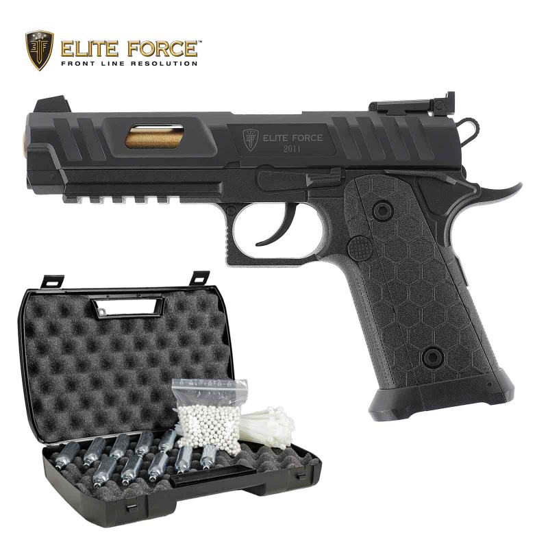 Komplettset Eite Force 2011 Schwarz Softair-Co2-Pistole Kaliber 6 mm BB (P18)