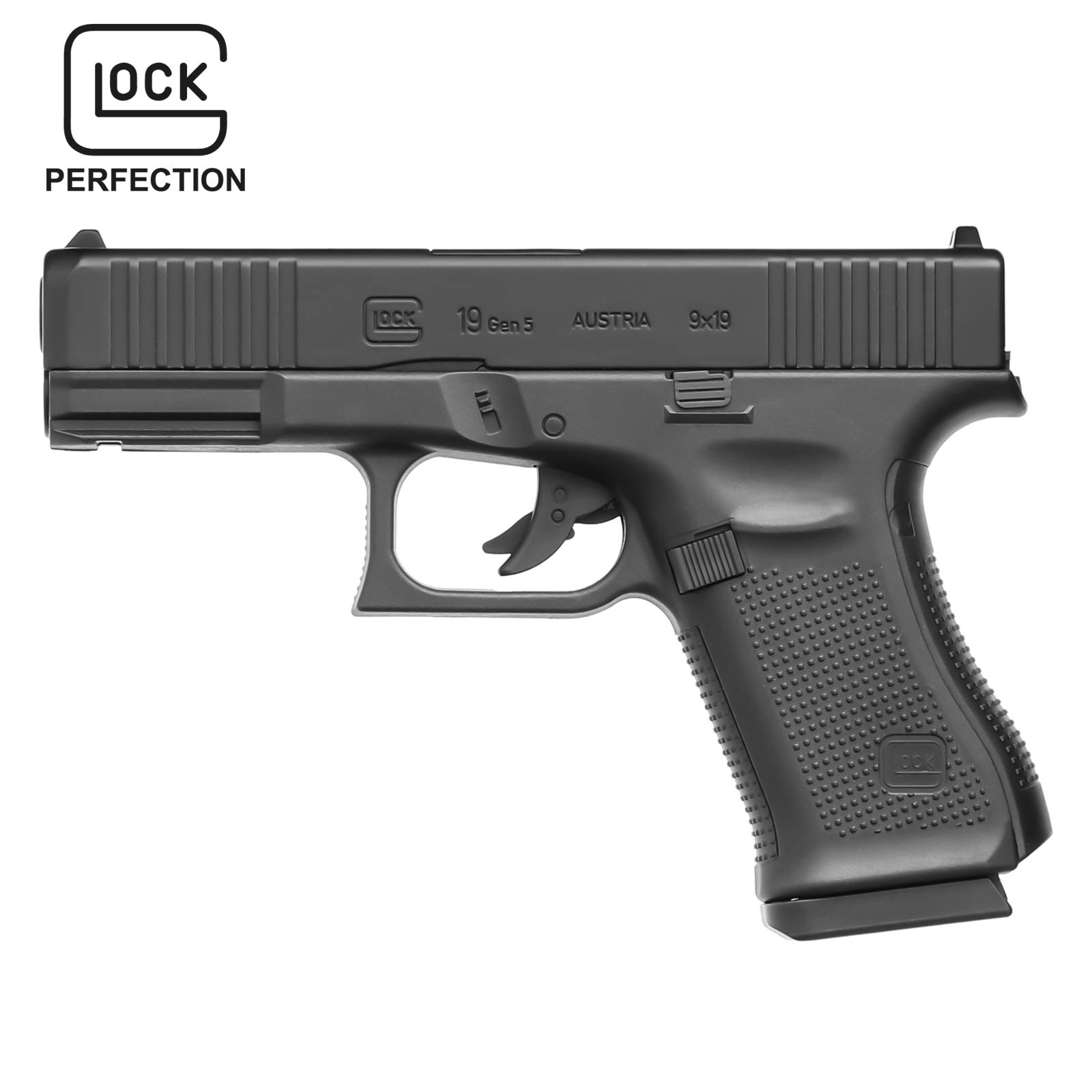 Umarex Glock 19 Gen5 Schwarz Co2-Pistole Kaliber 4,5 mm Stahl BB (P18)