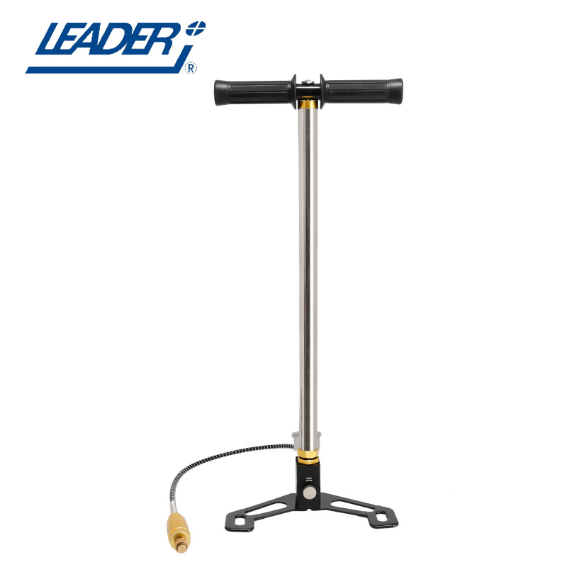 Leader PCP-Pressluftpumpe / Handpumpe mit Manometer und mit 1/8" Schnellfülladapter für Pressluftwaffen