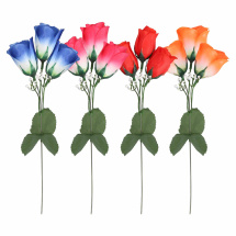 4 Kunstblumen Motiv Rose mit 3 Blüten 26 cm farblich...