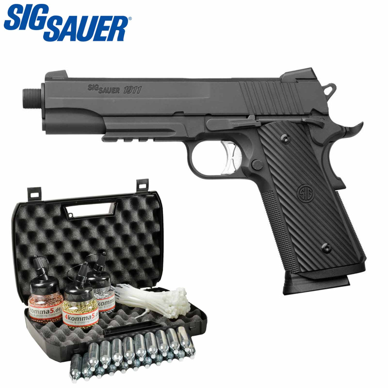Kofferset Sig Sauer 1911 Tacops Vollmetall Co2 Pistole Blow Back 4,5 mm BB (P18)