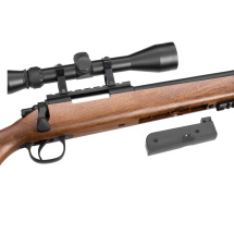 GSG MB03 Sniper Holzoptik Softair-Gewehr Kaliber 6 mm BB Federdruck (P18) + Zielfernrohr 3-9x40