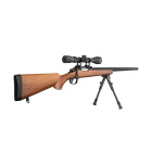 GSG MB03 Sniper Holzoptik Softair-Gewehr Kaliber 6 mm BB Federdruck (P18) + Zielfernrohr 3-9x40