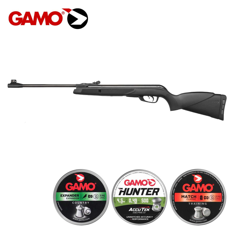 SET Gamo Luftgewehr Black Shadow Kaliber 4,5 mm Diabolo (P18) + 1250 Diabolos