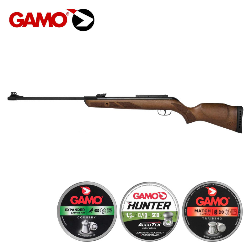 SET Gamo Luftgewehr Hunter 440 - Kaliber 4,5 mm Diabolo (P18) + 1250 Diabolos