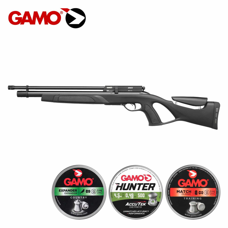 SET Gamo Coyote Schwarz - Pressluftgewehr Kaliber 4,5 mm Diabolo (P18) + 1250 Diabolos