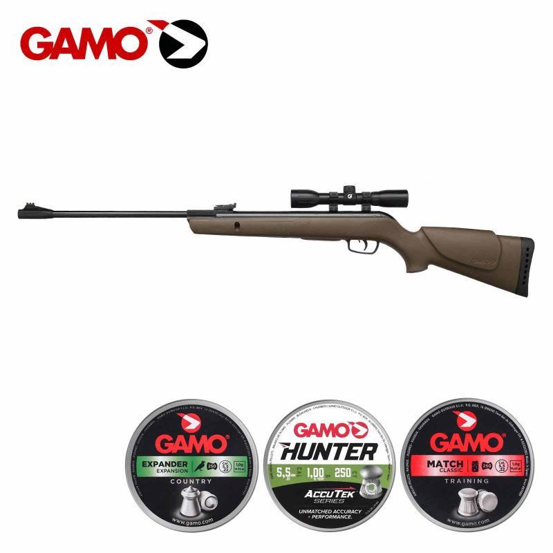 SET Gamo Luftgewehr Big Cat 1000 E Barricade Knicklauf Kaliber 5,5 mm Diabolo (P18) + 4x32 WR Zielfernrohr + 750 Diabolos