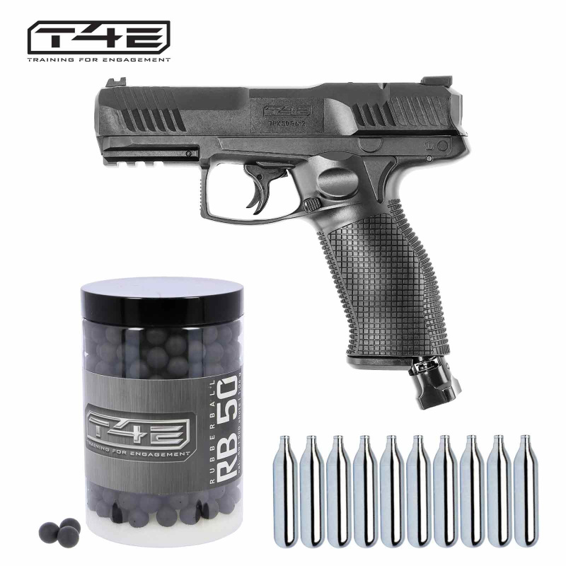 SET T4E TPX 50 Gen2 RAM Co2-Pistole cal .50 Defense Training Marker (P18) + Rubberballs RB 50 - 500 Stück