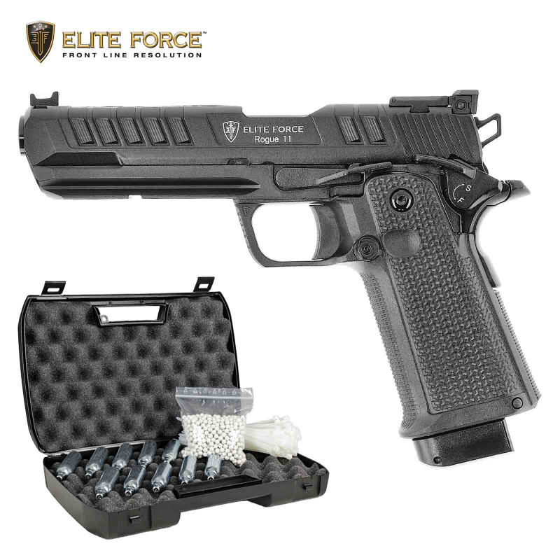 Komplettset Elite Force Rogue 11 Softair-Co2-Pistole Kaliber 6 mm BB Blowback (P18)