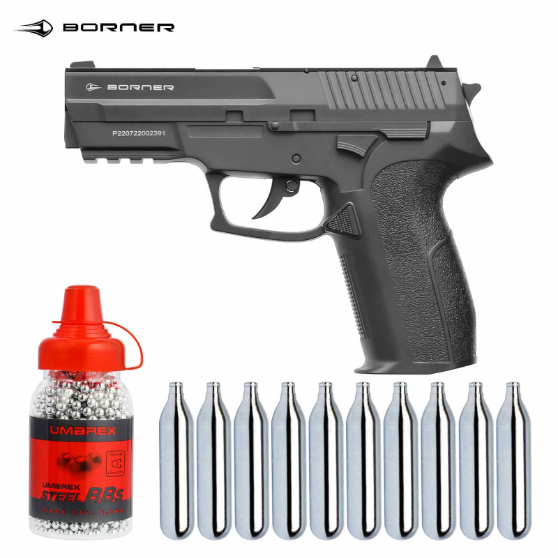 SET Borner Mod. 2022 Co2 Pistole 4,5 mm BB (P18)