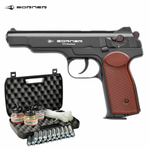 Kofferset Borner APS Co2 Pistole 4,5 mm BB Blowback (P18)