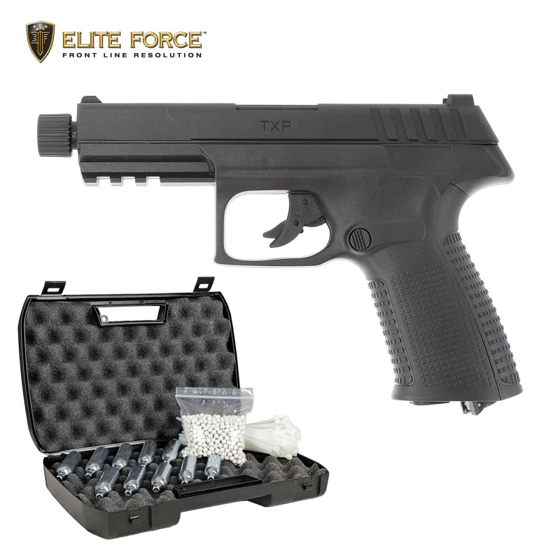 Komplettset Elite Force TXP Softair-Co2-Pistole Kaliber 6 mm BB (P18)