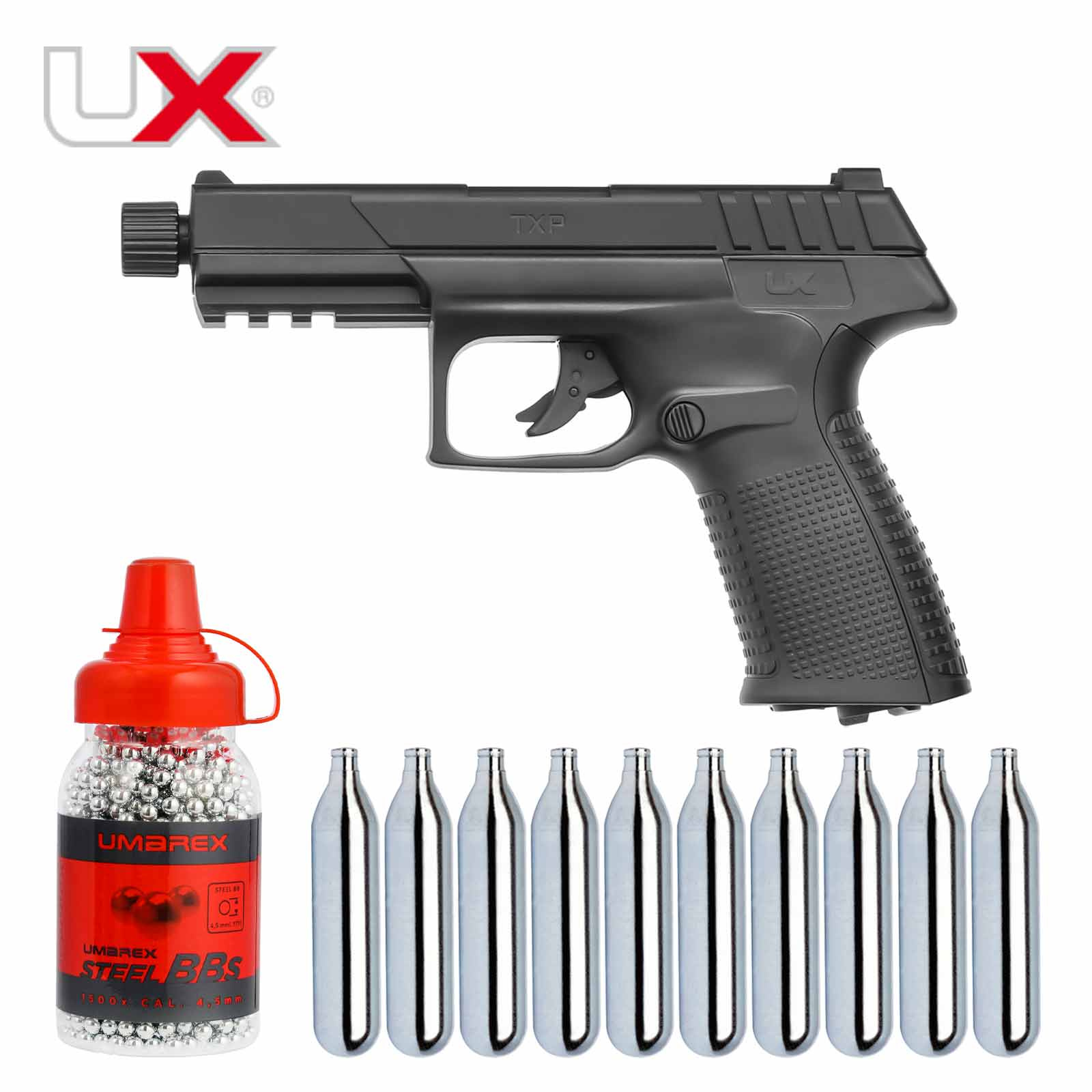 SET Umarex UX TXP 4,5 mm Stahl BB Co2-Pistole Schwarz (P18)