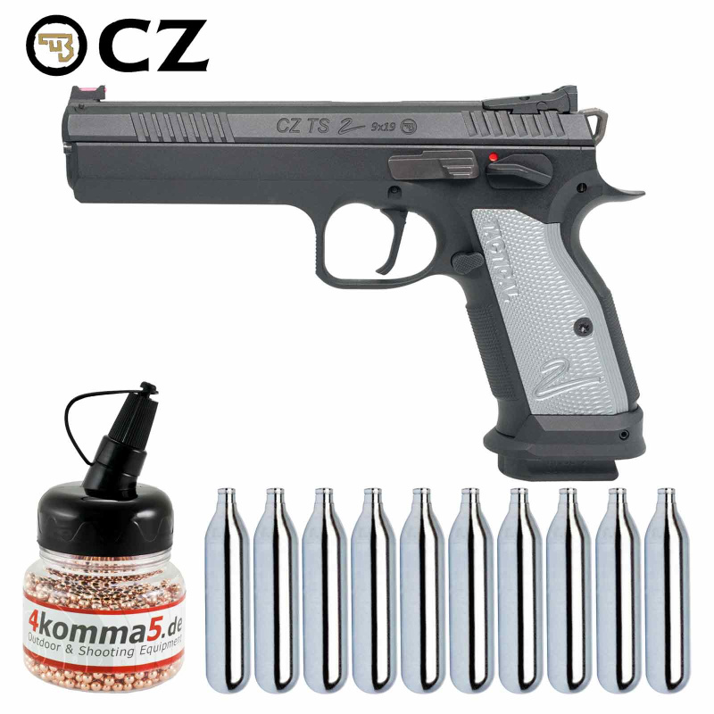 SET CZ TS 2 Schwarz 4,5 mm Stahl BB Co2-Pistole Blow Back (P18)