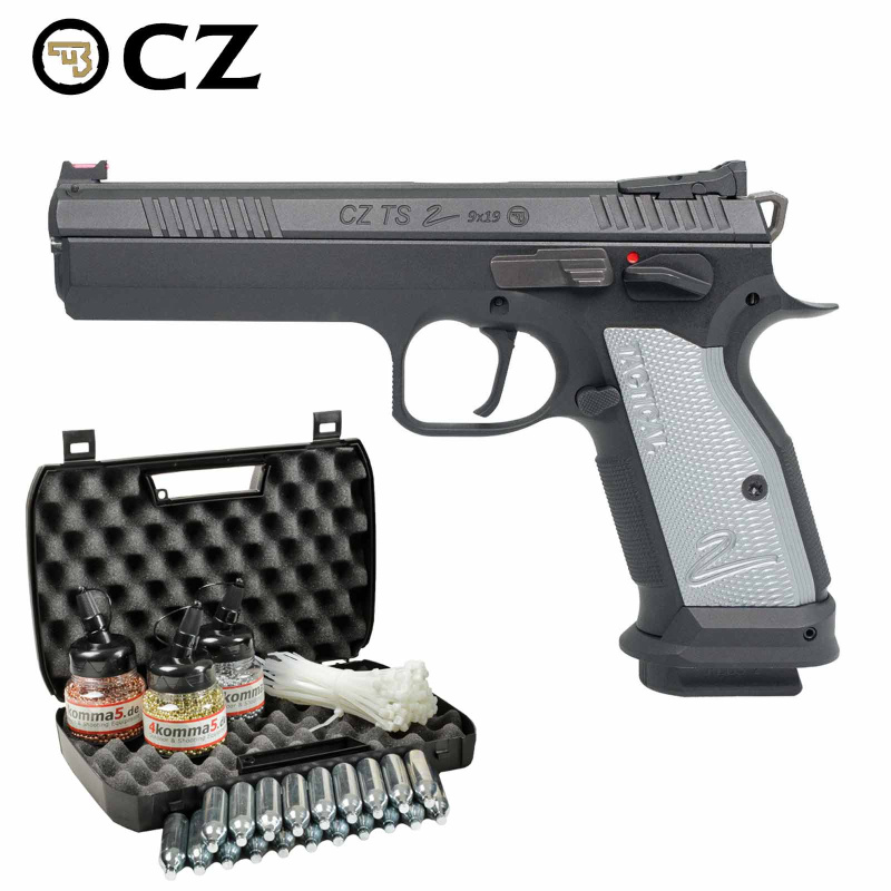 Kofferset CZ TS 2 Schwarz 4,5 mm Stahl BB Co2-Pistole Blow Back (P18)