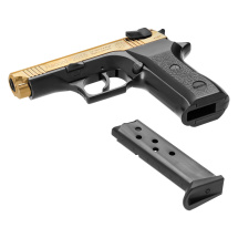 SET Record Modell 2015 Schreckschuss Pistole Bicolor - gold / brüniert 9 mm P.A.K. (P18) + 50 Platzpatronen 9 mm P.A.K.