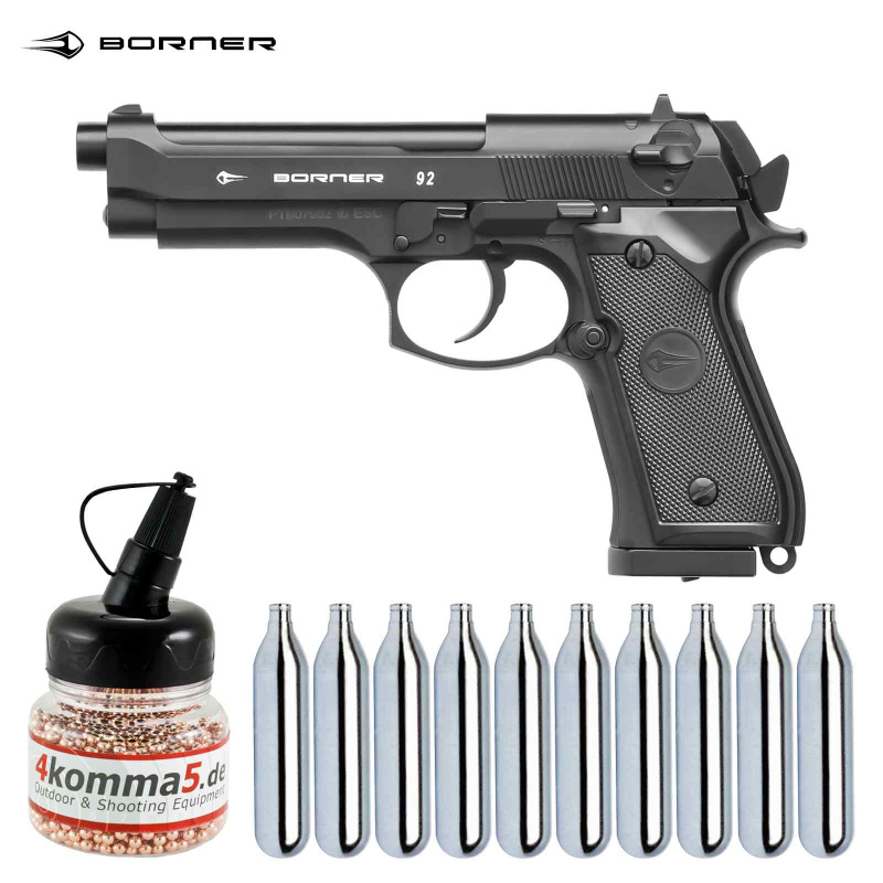 SET Borner 92 Co2 Pistole 4,5 mm BB / Diabolo Blowback (P18)