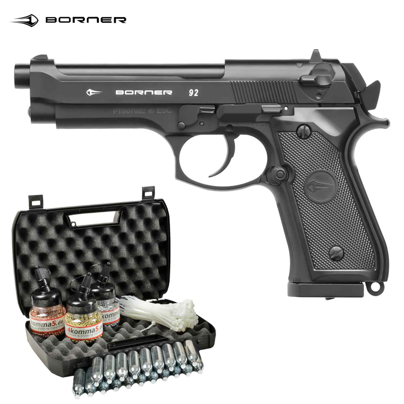 Kofferset Borner 92 Co2 Pistole 4,5 mm BB / Diabolo Blowback (P18)