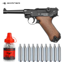 SET Borner P08 Co2 Pistole 4,5 mm BB Blowback (P18)
