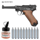 SET Borner P08 Co2 Pistole 4,5 mm BB Blowback (P18)