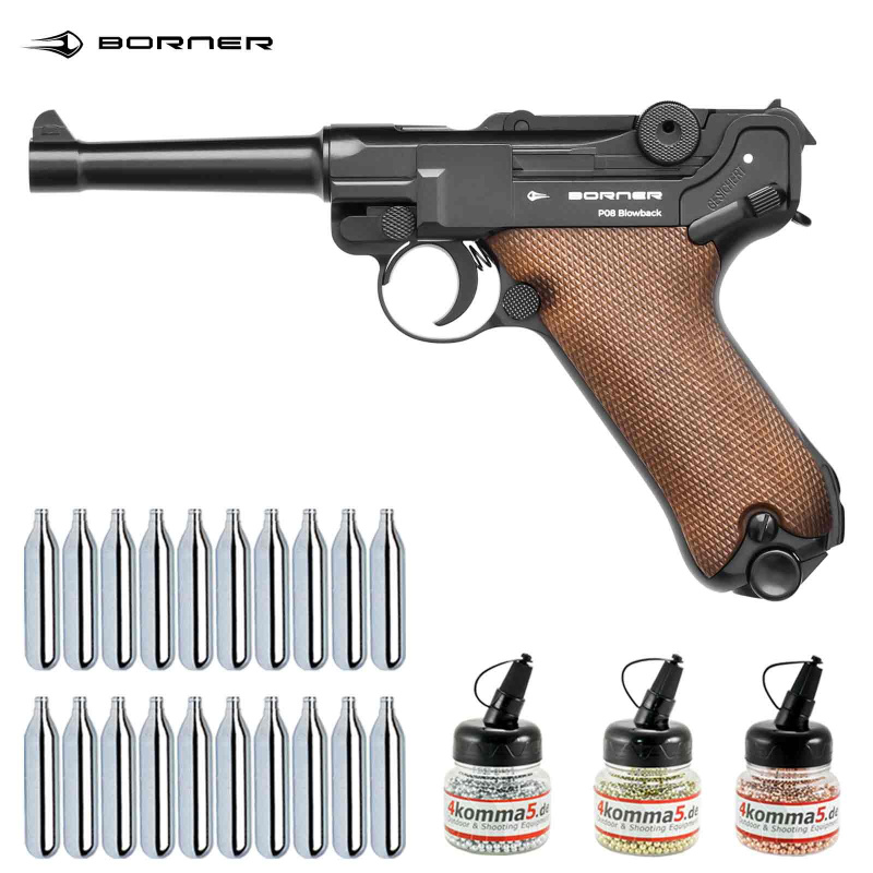 Superset Borner P08 Co2 Pistole 4,5 mm BB Blowback (P18)