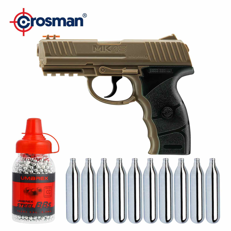 SET Crosman MK45 Dark Earth -  4,5 mm Stahl BB Co2-Pistole (P18)