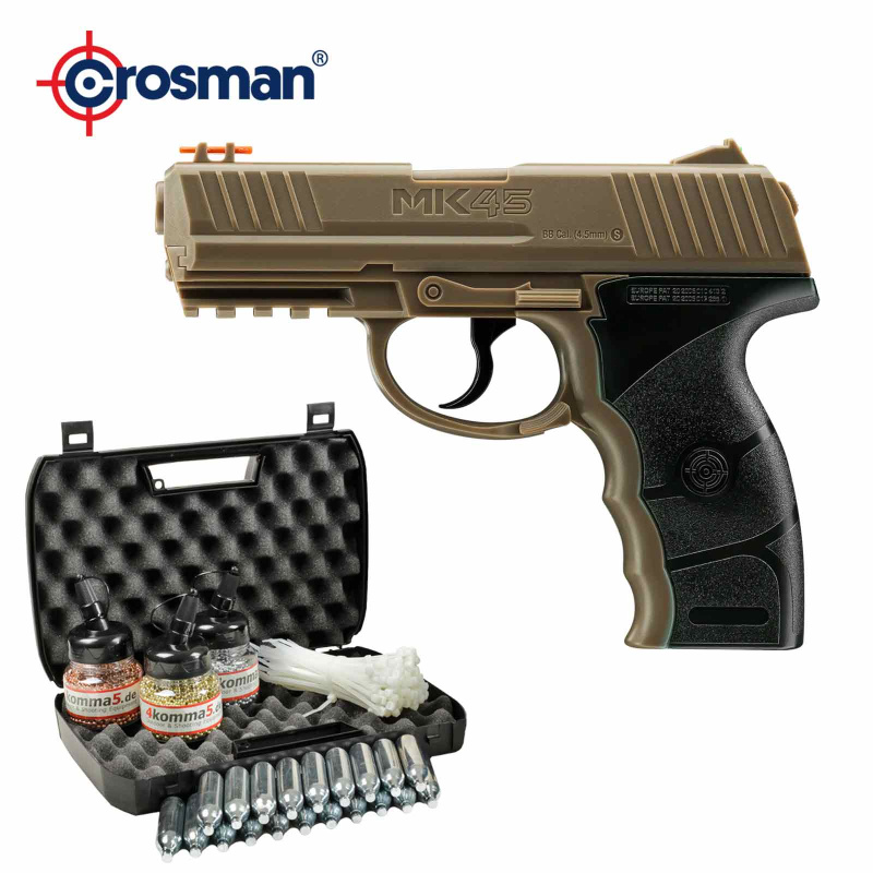 Kofferset Crosman MK45 Dark Earth -  4,5 mm Stahl BB Co2-Pistole (P18)