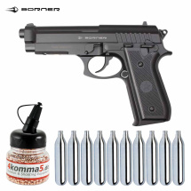 SET Borner 92M Co2 Pistole Vollmetall 4,5 mm BB (P18)