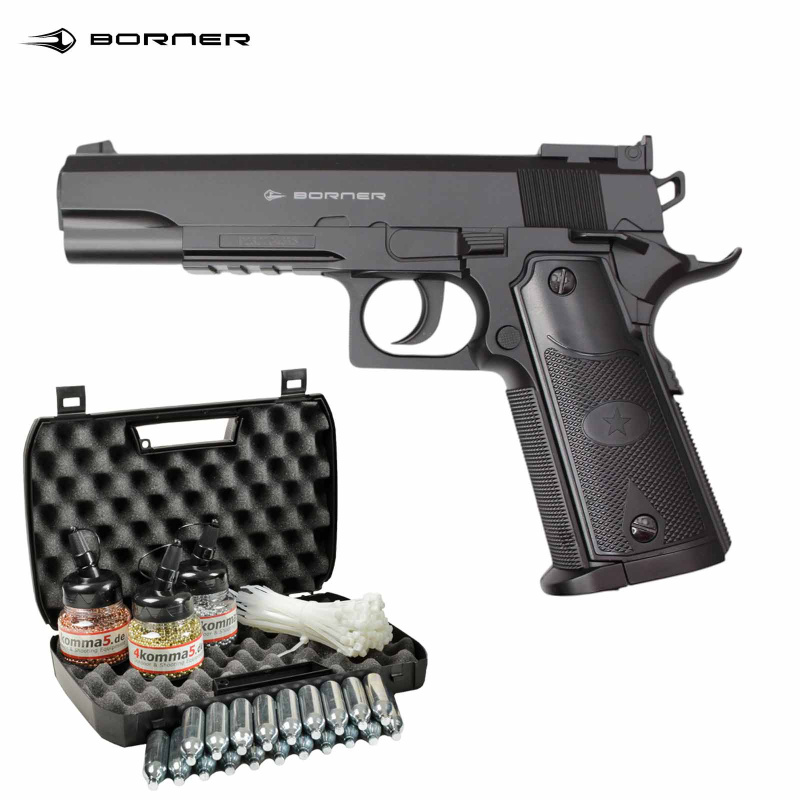 Kofferset Borner 1911 Co2 Pistole Polymer 4,5 mm BB (P18)
