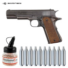 SET Borner 1911 Co2 Pistole Vollmetall Blowback 4,5 mm BB (P18)