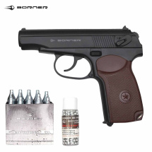 Pistolenset Borner PM1 Co2 Pistole 4,5 mm BB (P18)