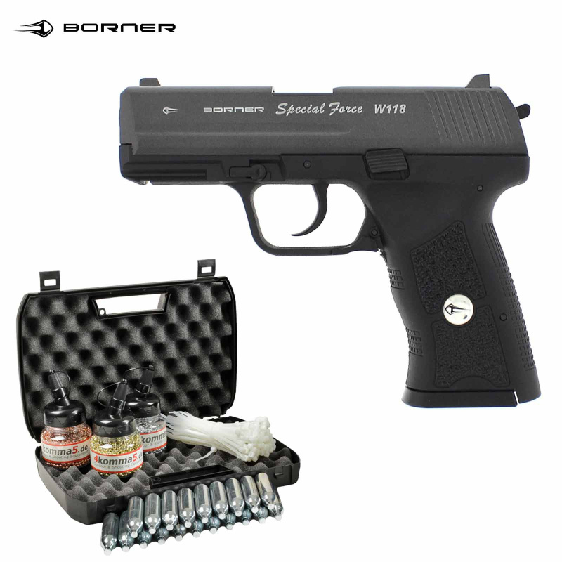 Kofferset Borner Spezial Force W118 Co2 Pistole 4,5 mm BB (P18)
