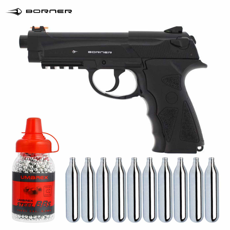 SET Borner Sport 306M Co2 Pistole Vollmetall 4,5 mm BB (P18)