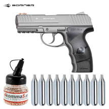 SET Borner W3000M Co2 Pistole Vollmetall 4,5 mm BB (P18)