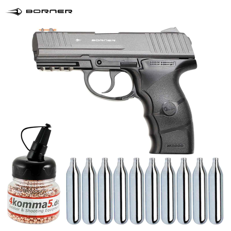 SET Borner W3000 Co2 Pistole Polymer 4,5 mm BB (P18)