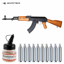 SET Borner AK47 Co2 Gewehr Echtholz 4,5 mm BB (P18)