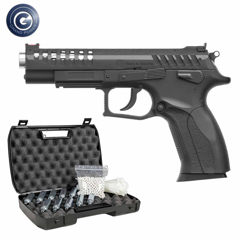 Komplettset Grandpower X-Calibur Softair-Co2-Pistole Blow Back Kaliber 6 mm BB (P18)
