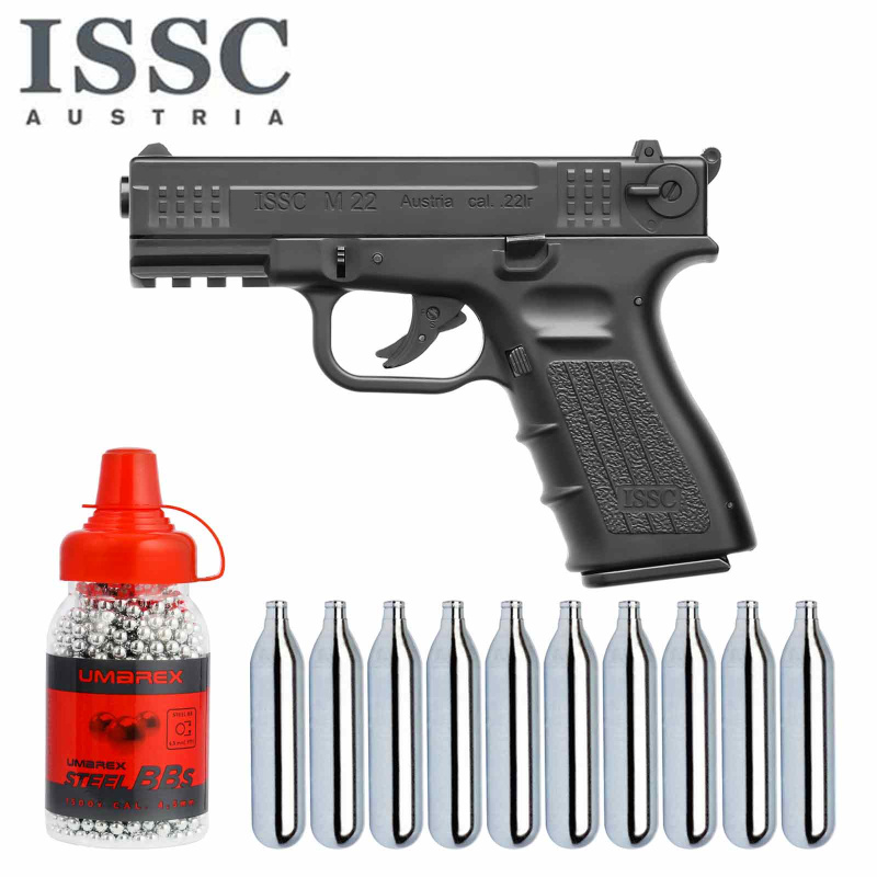 SET ISSC M22 NBB Co2-Pistole Kaliber 4,5 mm Stahl BB (P18)