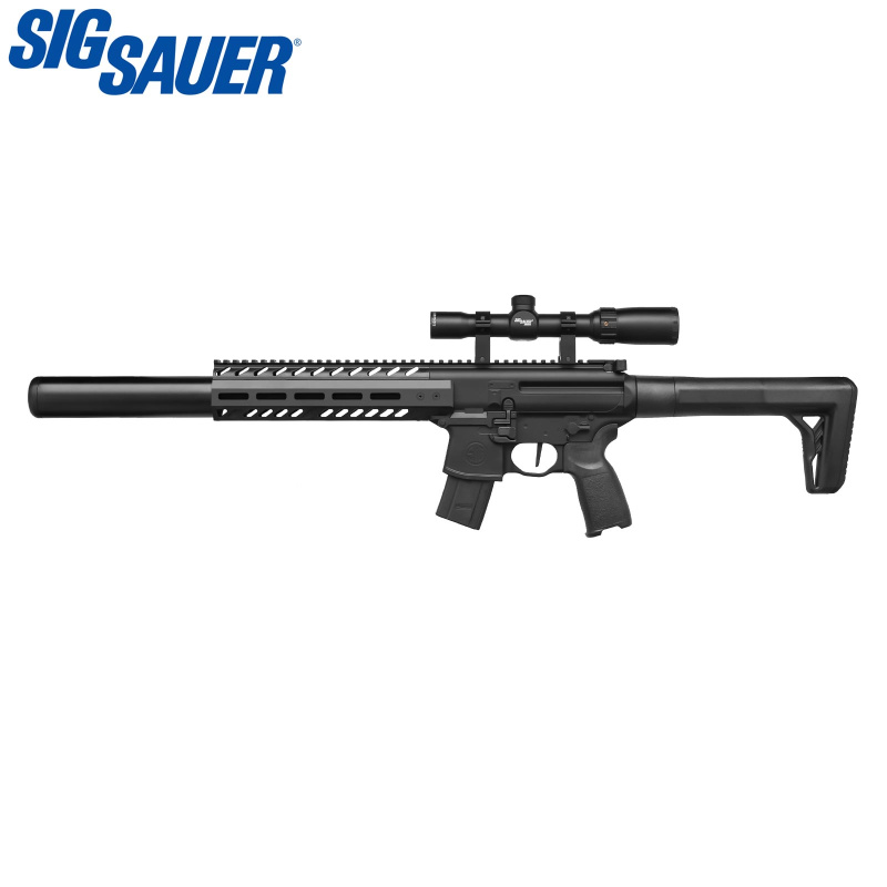 Modell II. Wahl - SIG SAUER MCX Co2-Gewehr Schwarz 4,5 mm Diabolo (P18) mit R.I.S Schienensystem + 1-4x24 Zielfernrohr