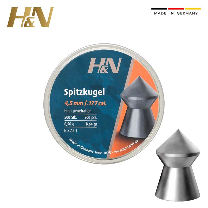 H&N Diabolo Spitzkugeln 4,5 mm für Luftgewehre