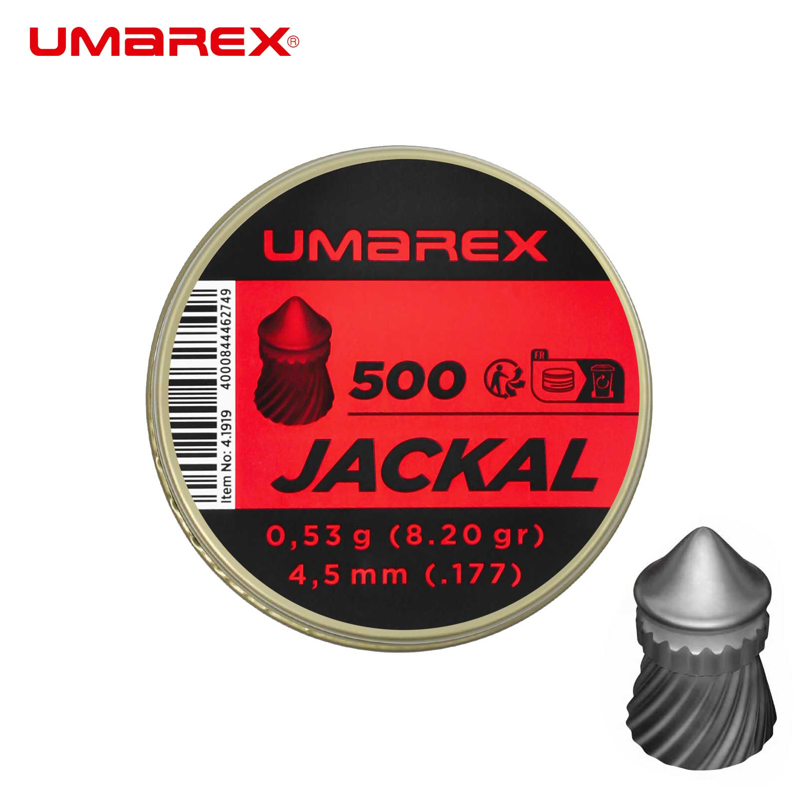 Umarex Jackal Spitzdiabolo 4,5 mm für Luftgewehre und Pistolen